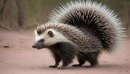 A-Porcupine-With-Its-Tail-Held-High-A-Sign-Of-Con-