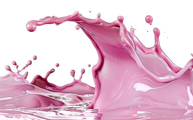 pink Milk splash isolated on white background, generative ai - obrazy, fototapety, plakaty