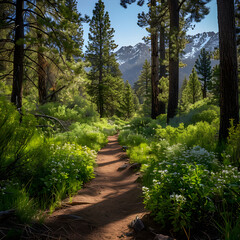 Fototapeta na wymiar The Serene Journey - Mesmerizing Nevada Hiking Path Encased in Nature's Splendour