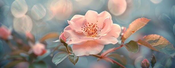 Fototapeta na wymiar Blossoming Beauty A Close-up of a Pink Rose in Full Bloom Generative AI