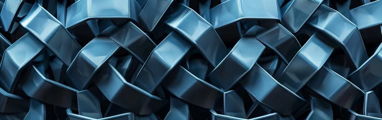 Fotobehang metallic blue interwoven pattern with sleek modern texture © Sunday Art Creative