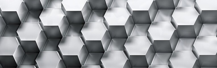 modern hexagonal 3d pattern in grayscale for abstract background
