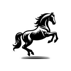 Horse logo vector. Standing stallion vector logo. black and white horse logo design