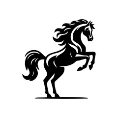 Horse logo vector. Standing stallion vector logo. black and white horse logo design