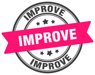 improve stamp. improve label on transparent background. round sign