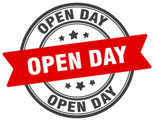 open day stamp. open day label on transparent background. round sign
