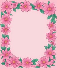Fototapeta na wymiar Embrace elegance with our hand-drawn pink floral frame illustration. A blank canvas awaits your text or photo