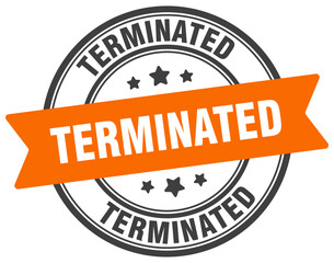 terminated stamp. terminated label on transparent background. round sign