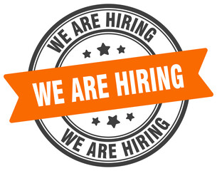 we are hiring stamp. we are hiring label on transparent background. round sign