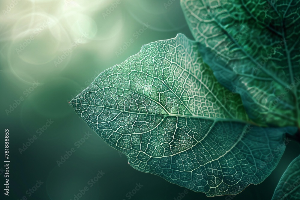 Aufkleber the leaf's journey a close-up exploration of nature's patterns and textures generative ai
