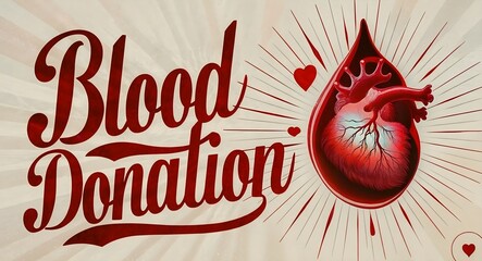 Blood Donation Poster: Heart and Blood Illustration for Life-Saving Campaigns