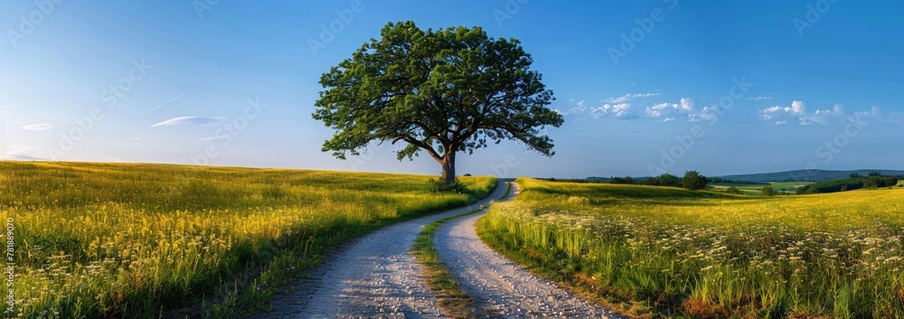 Aufkleber the lone tree a journey through the fields generative ai