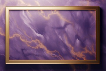 Naklejka premium 紫のマーブル柄の背景と金色の四角いフレーム。エレガントで美しい抽象テンプレート