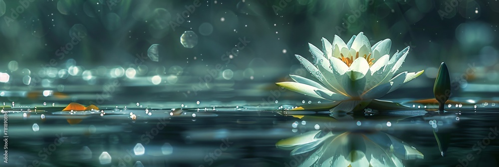 Aufkleber blossoming serenity a flower floating on a calm lake generative ai