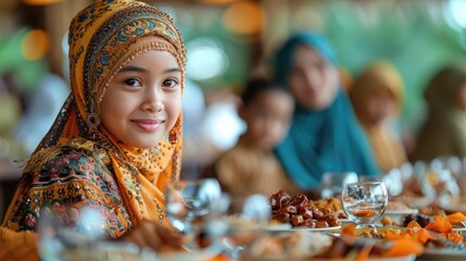 Young Girl Enjoying Traditional Feast