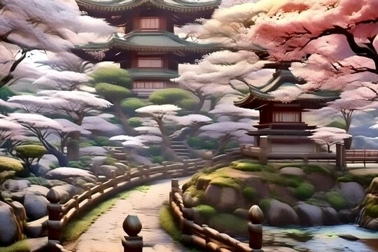 animation, motion effect, Japanese garden pictures (60 fps  8 sec.)