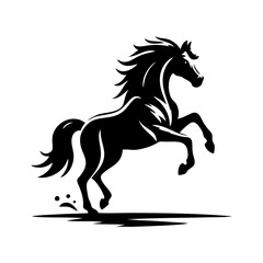 Horse logo vector. Standing stallion vector logo. black and white horse logo design