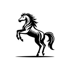Horse logo vector. Standing stallion vector logo. black and white horse logo design