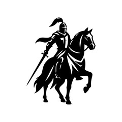 equestrian knight vector logo design. Horse warrior vector. war horse silhouette