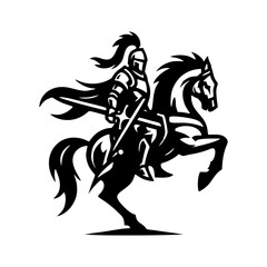 Obraz na płótnie Canvas equestrian knight vector logo design. Horse warrior vector. war horse silhouette