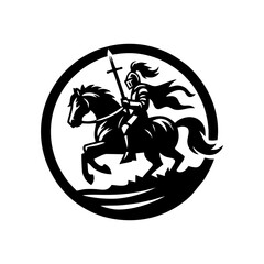 equestrian knight vector logo design. Horse warrior vector. war horse silhouette