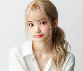 白いブラウスの美少女
