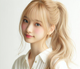 白いブラウスの美少女
