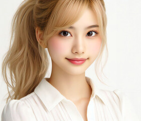 白いブラウスの美少女
