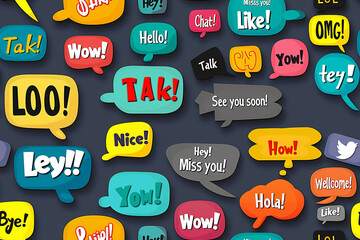 Colorful speech bubbles with different expressions