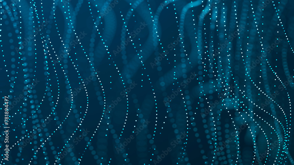 Poster sci-fi background. digital wave with many particles. big data visualization. template for festive pr