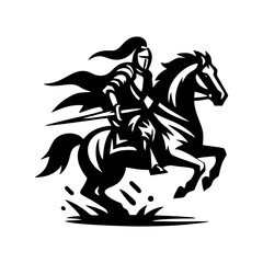 equestrian knight vector logo design. Horse warrior vector. war horse silhouette