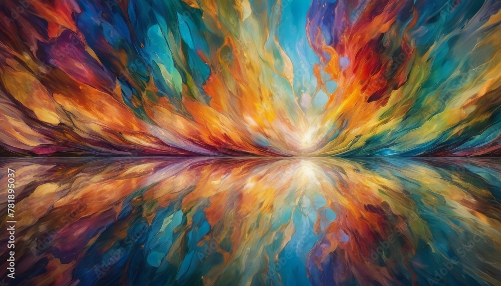 Poster this digital art captures an explosive display of colors radiating from the center, suggesting energ