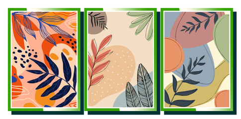 Abstract seamless floral background with flowers and leaves. Hand drawn modern art. Vintage organic hand drawn nature doodle graphic. Naive botanical simple graphic. Retro muted natural colors