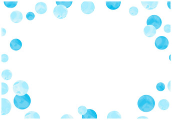 手描きの水彩水玉フレーム背景3水色