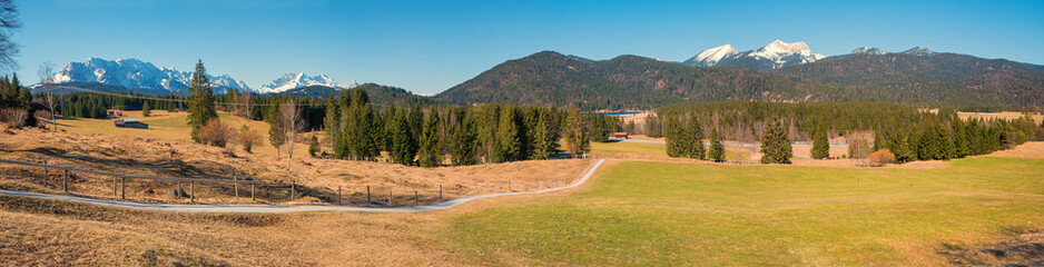 landscape Buckelwiesen, view from Mara Rast chapel, upper bavaria - 781895464