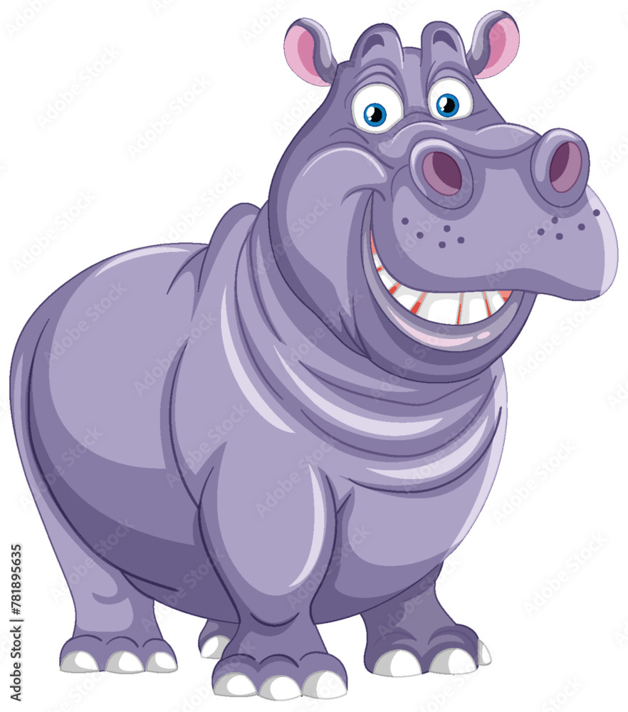 Canvas Prints A friendly smiling hippo in a vector graphic style.