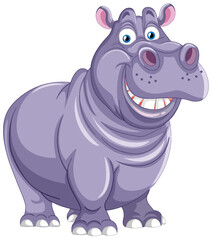 A friendly smiling hippo in a vector graphic style.