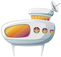 Colorful vector art of a stylized spaceship