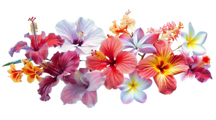 Vibrant Tropical Flowers on White Background