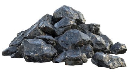 Fototapeta premium Stack of Black Rocks on White Background