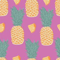 Graphic flat design seamless pattern pineapples