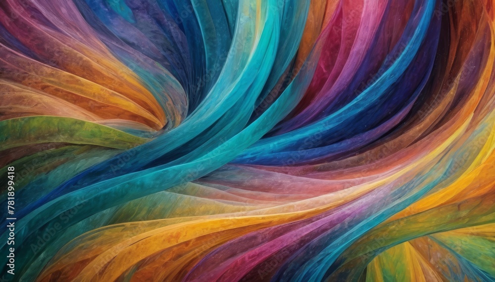 Poster a dynamic abstract artwork featuring a flowing swirl of vivid, multi-colored brushstrokes creating a