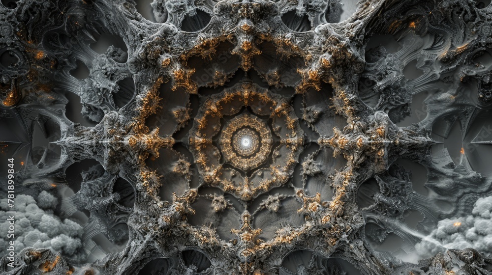 Poster abstract fractal: a 3d vector illustration of a kaleidoscopic pattern