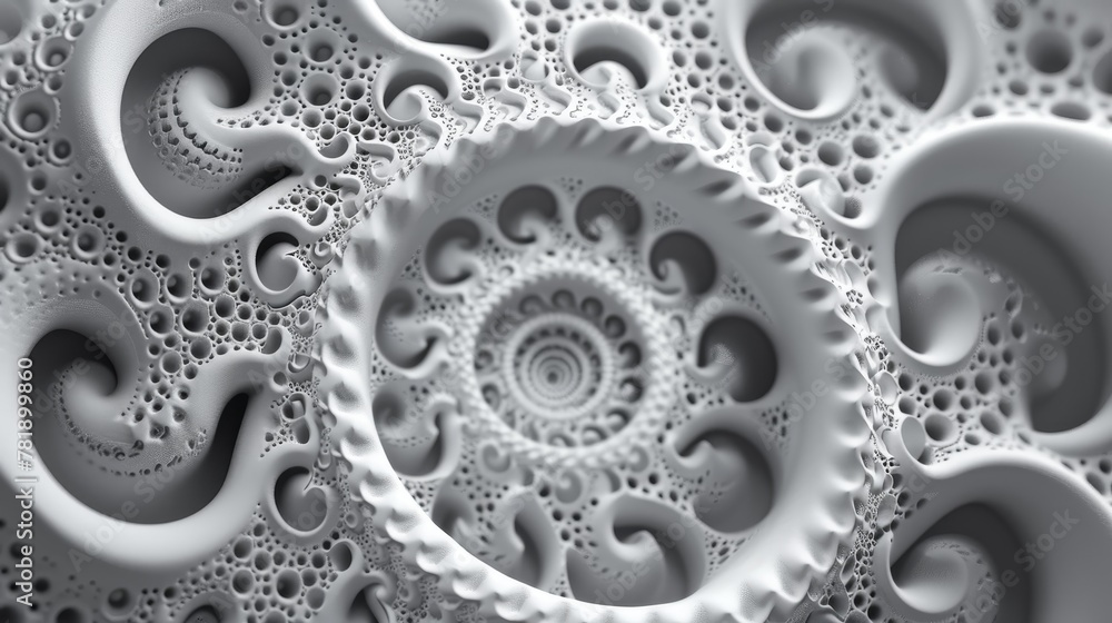 Poster abstract fractal: a 3d vector illustration of a spiraling fractal pattern