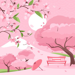 Hand drawn sakura tree composition - 781900017