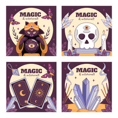 Magic and witchcraft cards in hand drawn style - 781900048