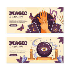 Magic and witchcraft banners in hand drawn style - 781900055