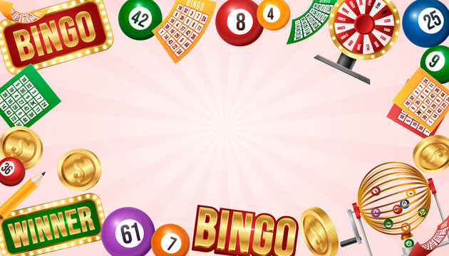 Realistic bingo game background composition