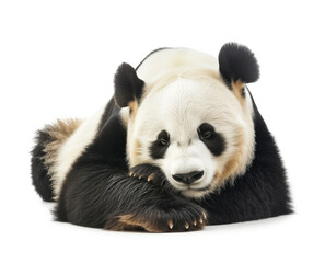 Giant panda resting its head on paws