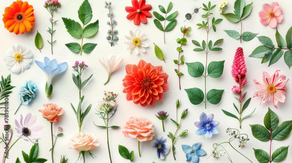 Poster floral patterns: a vector design featuring a collection of different floral elements